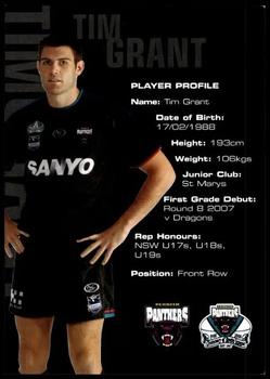 2008 Penrith Panthers Feel The Power, See The Magic #NNO Tim Grant Back